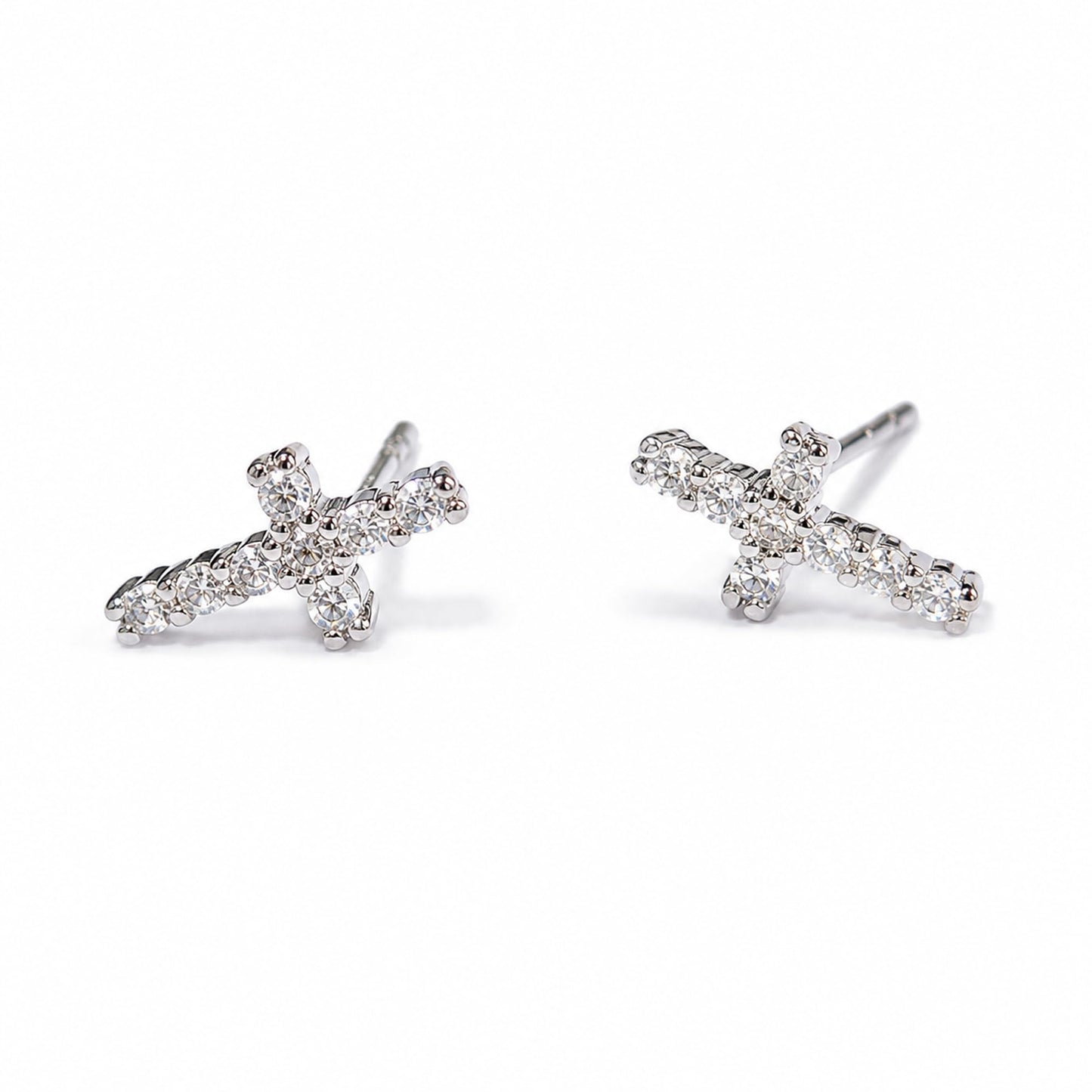 Warm Fortune Cubic Zirconia Cross Stud Earrings for Women,Gold Plated,Gift for Her,Hypoallergenic