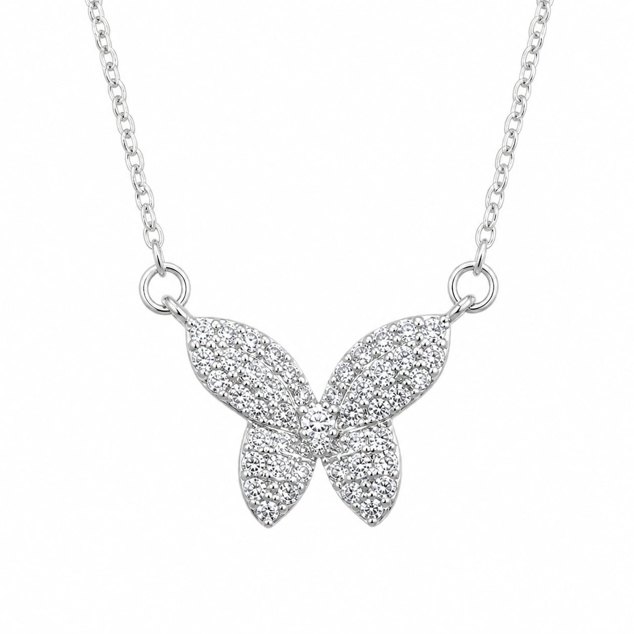 Warm Fortune Butterfly Pendant Necklace for Women with Sparkling CZ