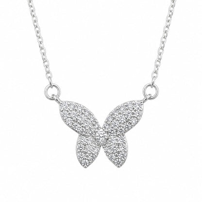 Warm Fortune Butterfly Pendant Necklace for Women with Sparkling CZ