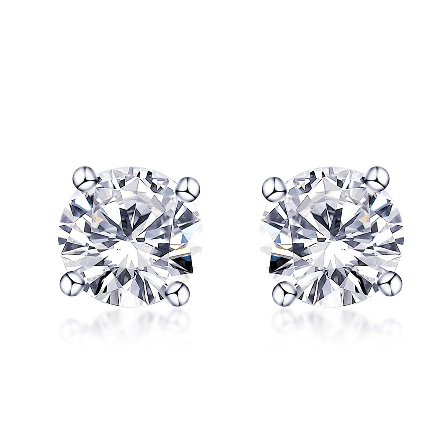 Warm Fortune Moissanite Stud Earrings for Women, 0.3/0.5/1.0ct DE VVS Lab Created, Round Brilliant Cut Solitaire, 925 Sterling Silver with 18K White Gold Plated Hypoallergenic