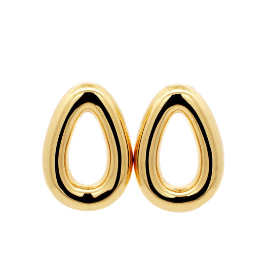 Warm Fortune 18K Heavy Gold Teardrop Stud Earrings for Women, 0.075μm Luxury Plating, Hypoallergenic