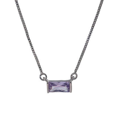 Warm Fortune Pink Rectangle Pendant Necklace for Women: 18K Gold Plated, Adjustable Chain (18"+2") with Sparkling CZ | Elegant & Versatile, an Ideal Layered Piece
