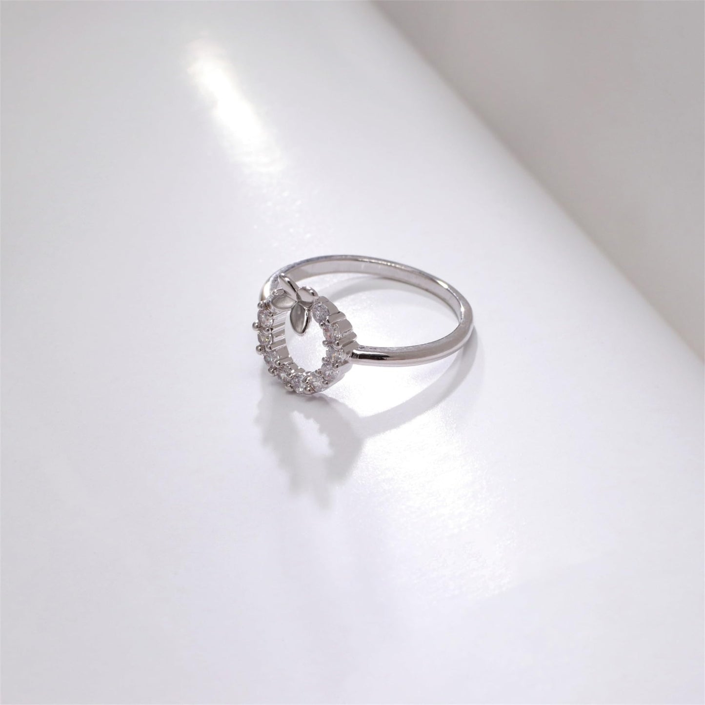 Warm Fortune Butterfly Circle Promise Ring for Her - 18K Gold Plated Cubic Zirconia, Stackable Gift Valentine's Day, Fashion & Daily Elegant Wear, Size 8-9