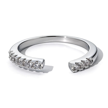 Warm Fortune Open Cuff Stackable Ring for Women, 18K Gold Plated  Two-End Pave Cubic Zirconia Dainty Adjustable Fashion Band