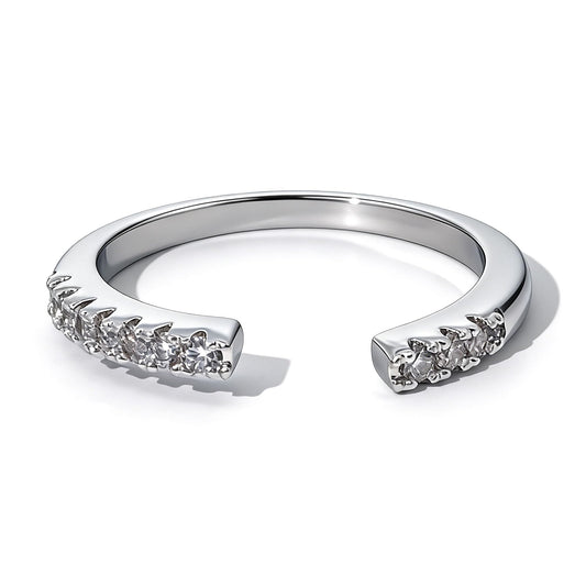 Warm Fortune Open Cuff Stackable Ring for Women, 18K Gold Plated  Two-End Pave Cubic Zirconia Dainty Adjustable Fashion Band