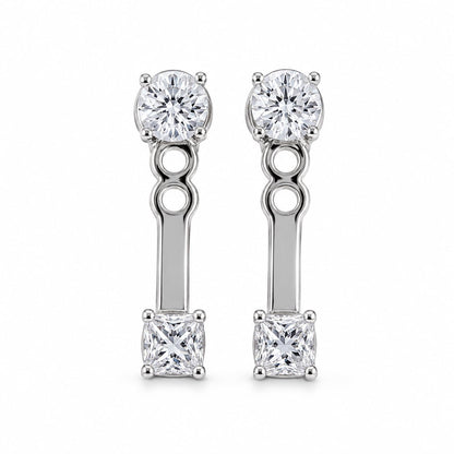 Warm Fortune 18K Gold Plated Round & Square Cut Cubic Zirconia Dangle Earrings for Adult Women Hypoallergenic - Valentine's Day, Mother's Day, Birthday Gift for Her