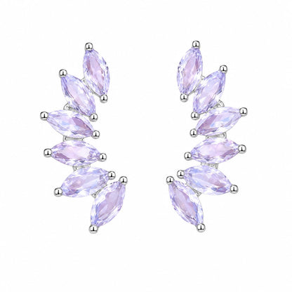 Warm Fortune 18K Gold Plated Marquise Cubic Zirconia Curved Wing Stud Earrings for Adult Women Hypoallergenic - Valentine's Day, Mother's Day, Birthday Gift for Her