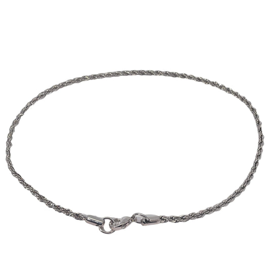 Warm Fortune rope chain Necklace for Women,18K White Gold Plated,Dainty Simple Chunky Necklace,14 inch Chain