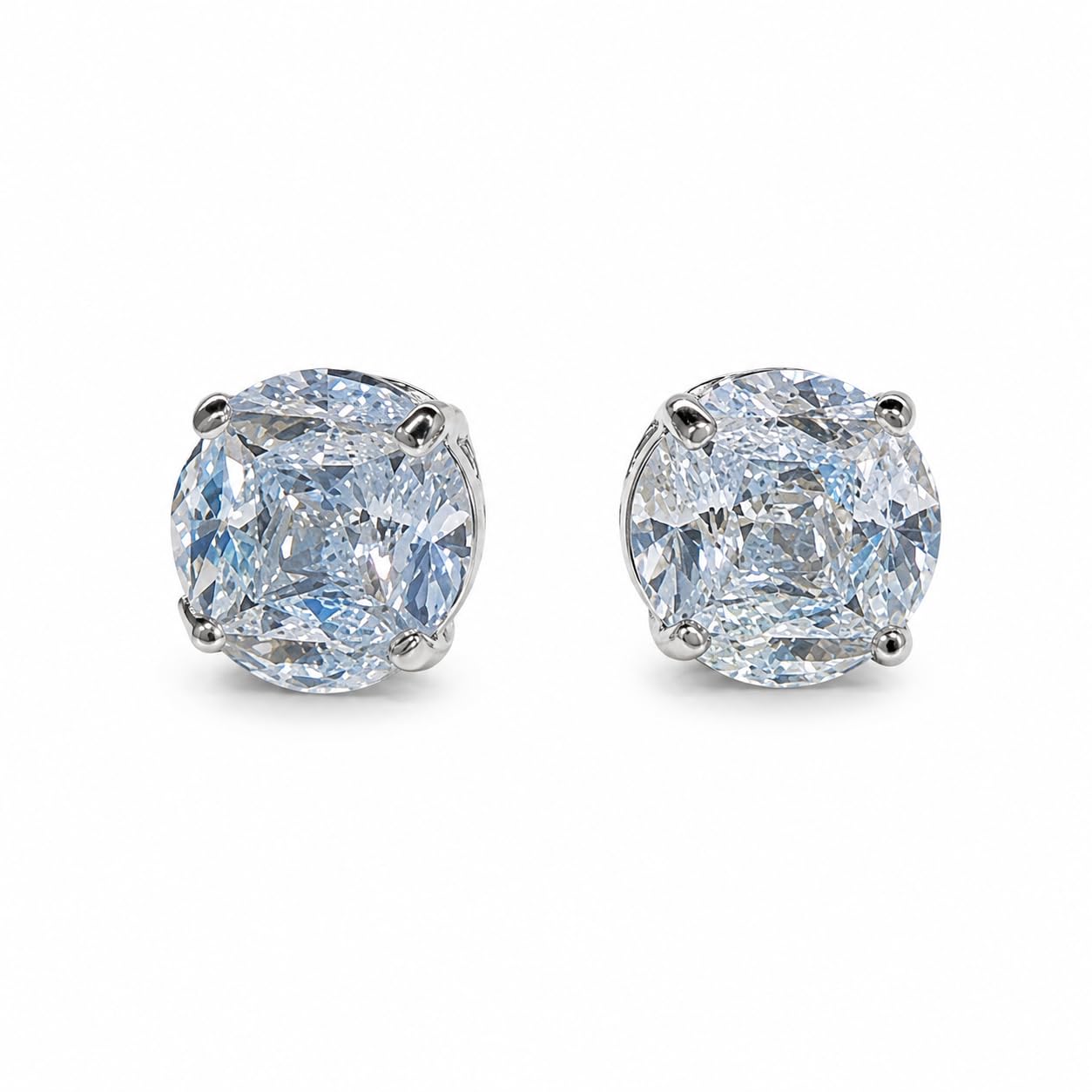 Warm Fortune 18K White Gold Plated Cushion Cut CZ Stud Earrings