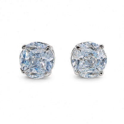 Warm Fortune 18K White Gold Plated Cushion Cut CZ Stud Earrings