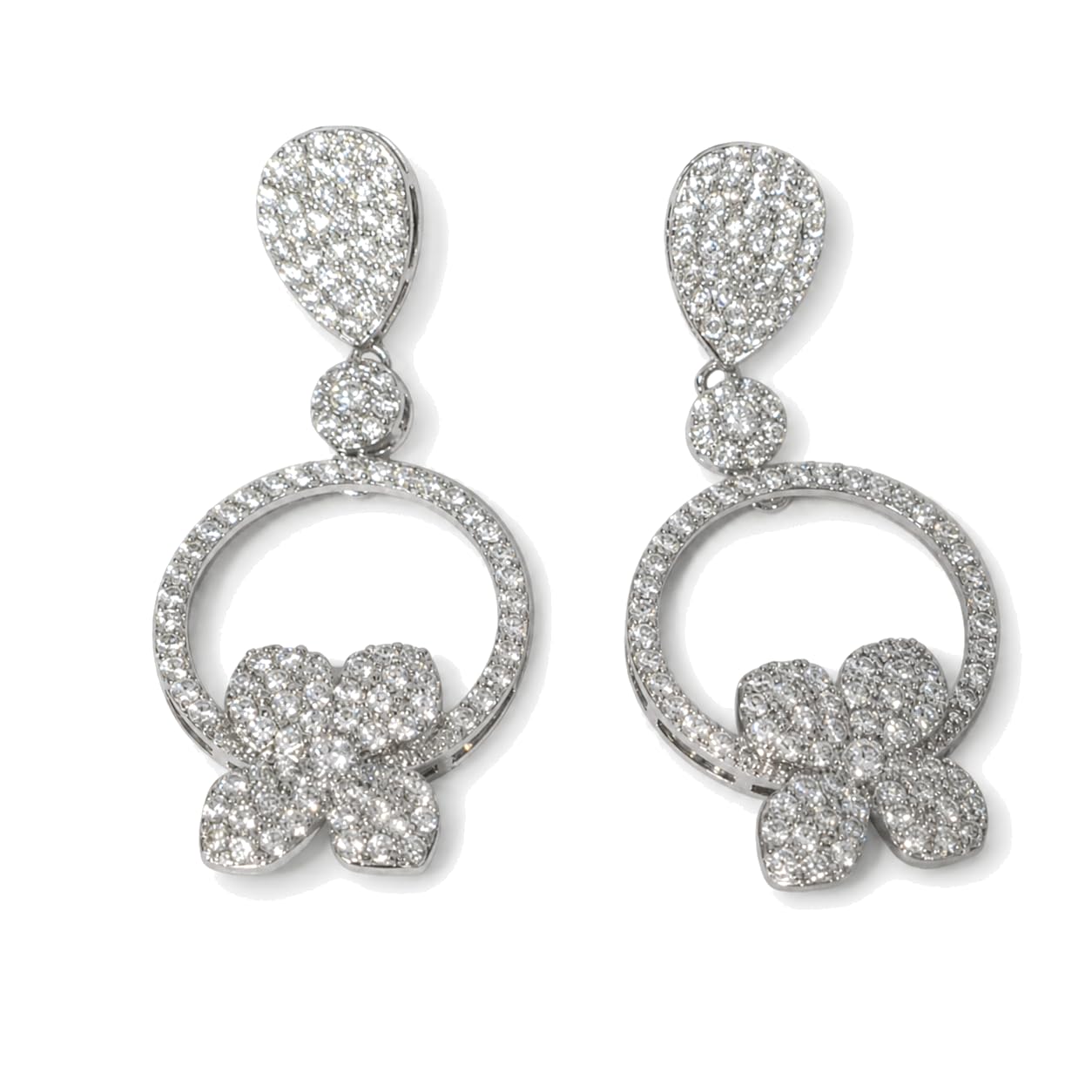 Warm Fortune 18K Gold Plated Bowknot Hoop Cubic Zirconia Drop Earrings for Women Hypoallergenic - Valentine's Day, Mother's Day, Birthday Gift for Her