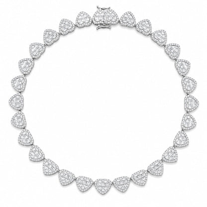 Warm Fortune 18K White Gold Plated CZ Heart Link Statement Necklace