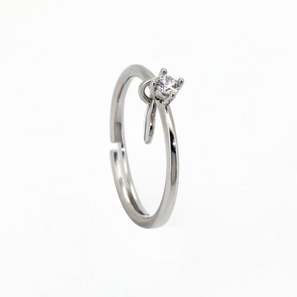 Warm Fortune 18K Gold Plated Adjustable Ring with Lock & Heart Charm, Dainty Stackable Promise Ring for Women