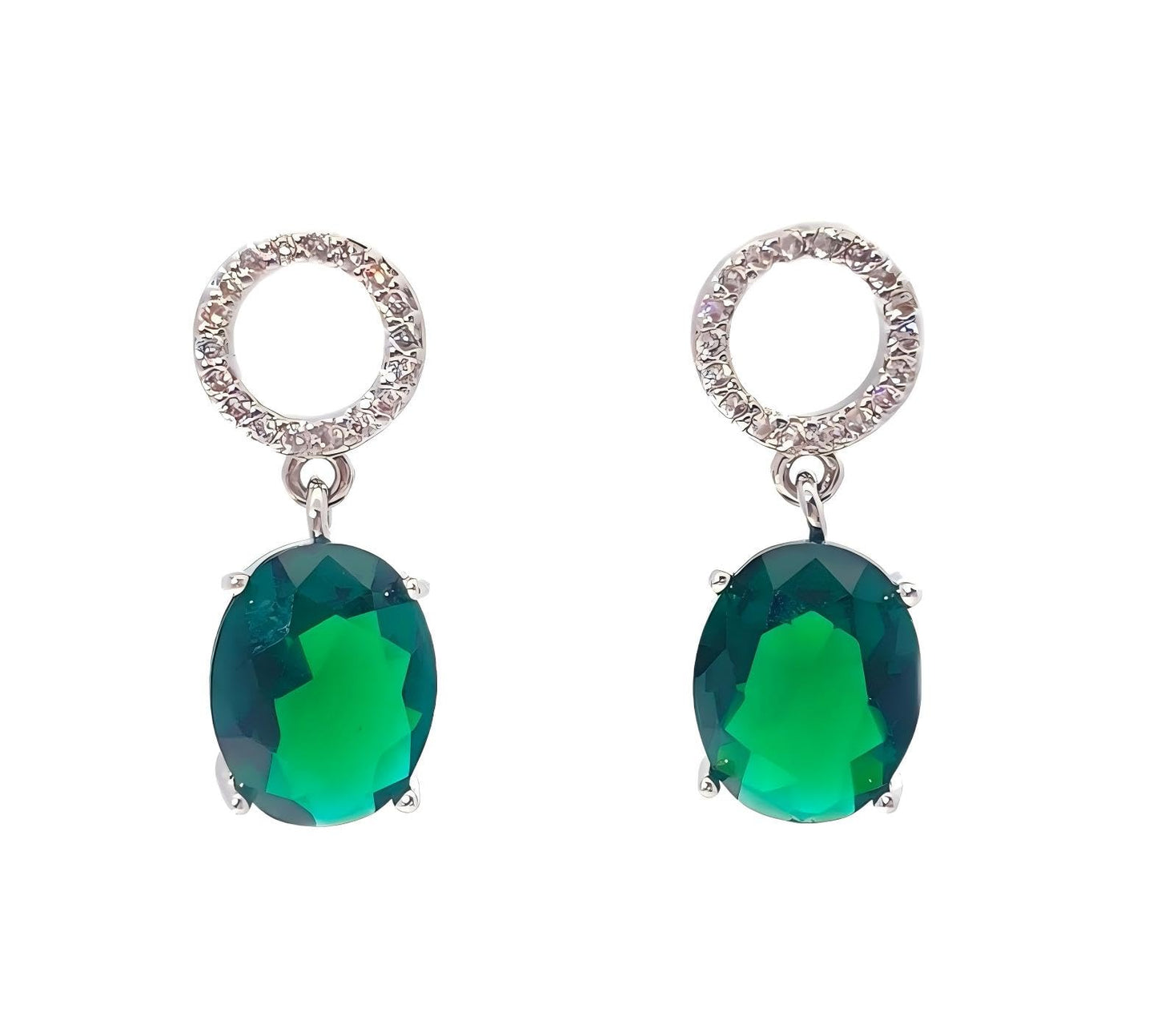 Warm Fortune 18K Gold Plated Oval & Round Shape Cubic Zirconia Drop Earrings for Women Hypoallergenic - Valentine's Day, Mother's Day, Birthday Gift for Her