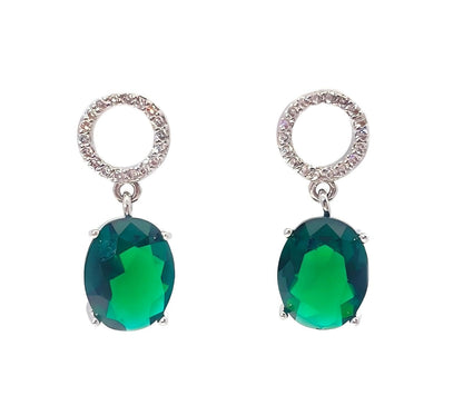 Warm Fortune 18K Gold Plated Oval & Round Shape Cubic Zirconia Drop Earrings for Women Hypoallergenic - Valentine's Day, Mother's Day, Birthday Gift for Her