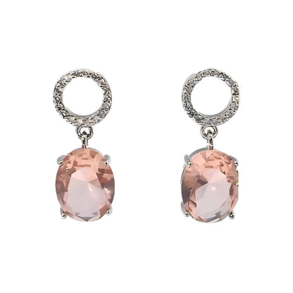 Warm Fortune 18K Gold Plated Oval & Round Shape Cubic Zirconia Drop Earrings for Women Hypoallergenic - Valentine's Day, Mother's Day, Birthday Gift for Her