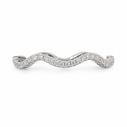 Warm Fortune Wavy Full Paved Band Ring - 18K Gold Plated Cubic Zirconia Stackable Gift for Women, Daily Fashion Wear & Casual Accessory, Trendy Street Wear, Size 6-8