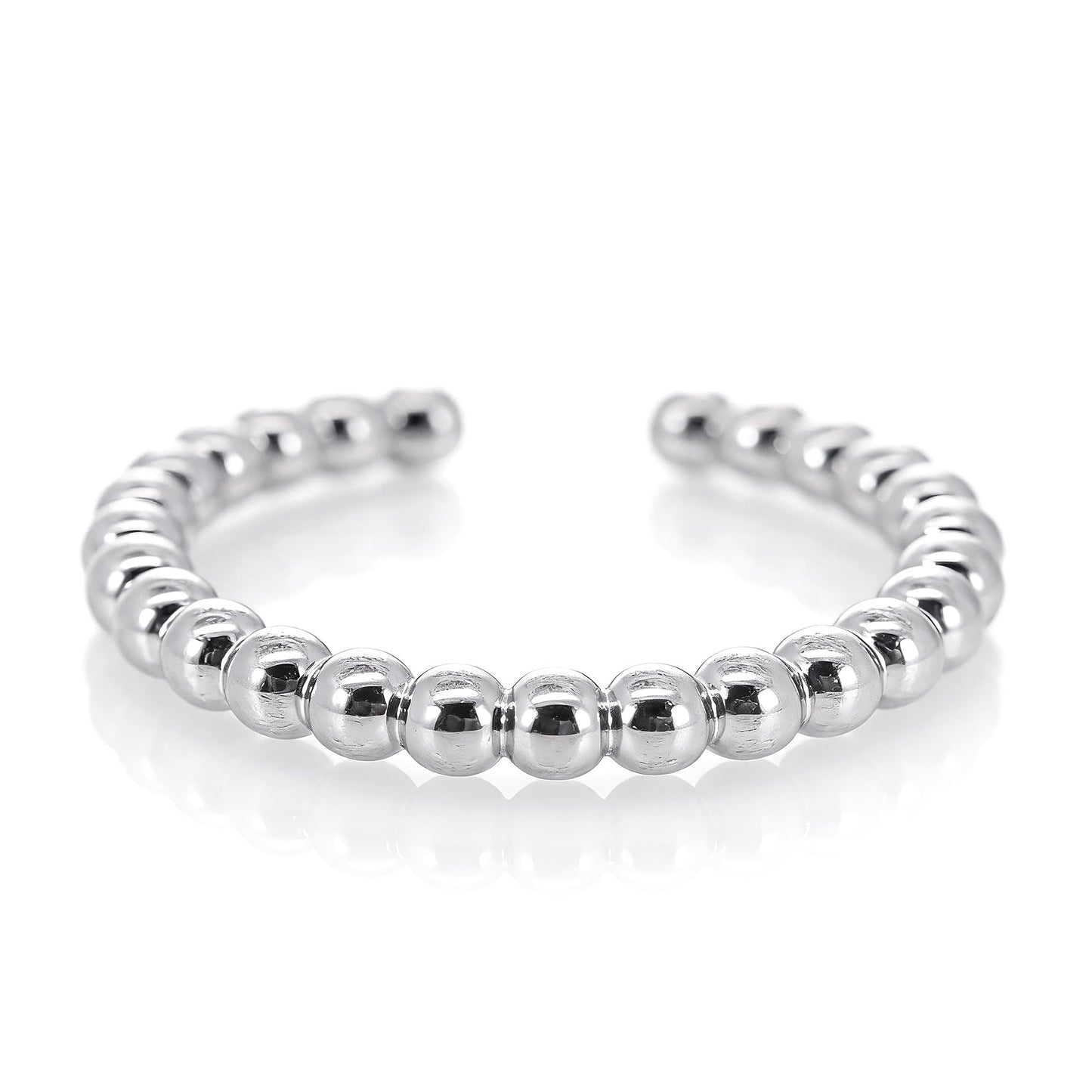 Warm Fortune Beaded Open Band Ring - 18K Gold Plated Stackable Gift for Women, Daily Fashion Wear & Casual Accessory, Trendy Street Wear, Adjustable