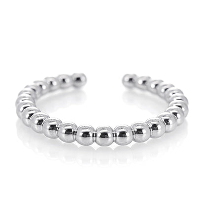Warm Fortune Beaded Open Band Ring - 18K Gold Plated Stackable Gift for Women, Daily Fashion Wear & Casual Accessory, Trendy Street Wear, Adjustable