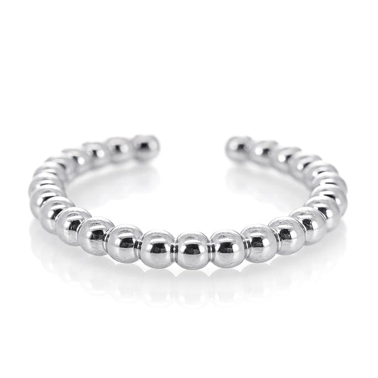 Warm Fortune Beaded Open Band Ring - 18K Gold Plated Stackable Gift for Women, Daily Fashion Wear & Casual Accessory, Trendy Street Wear, Adjustable