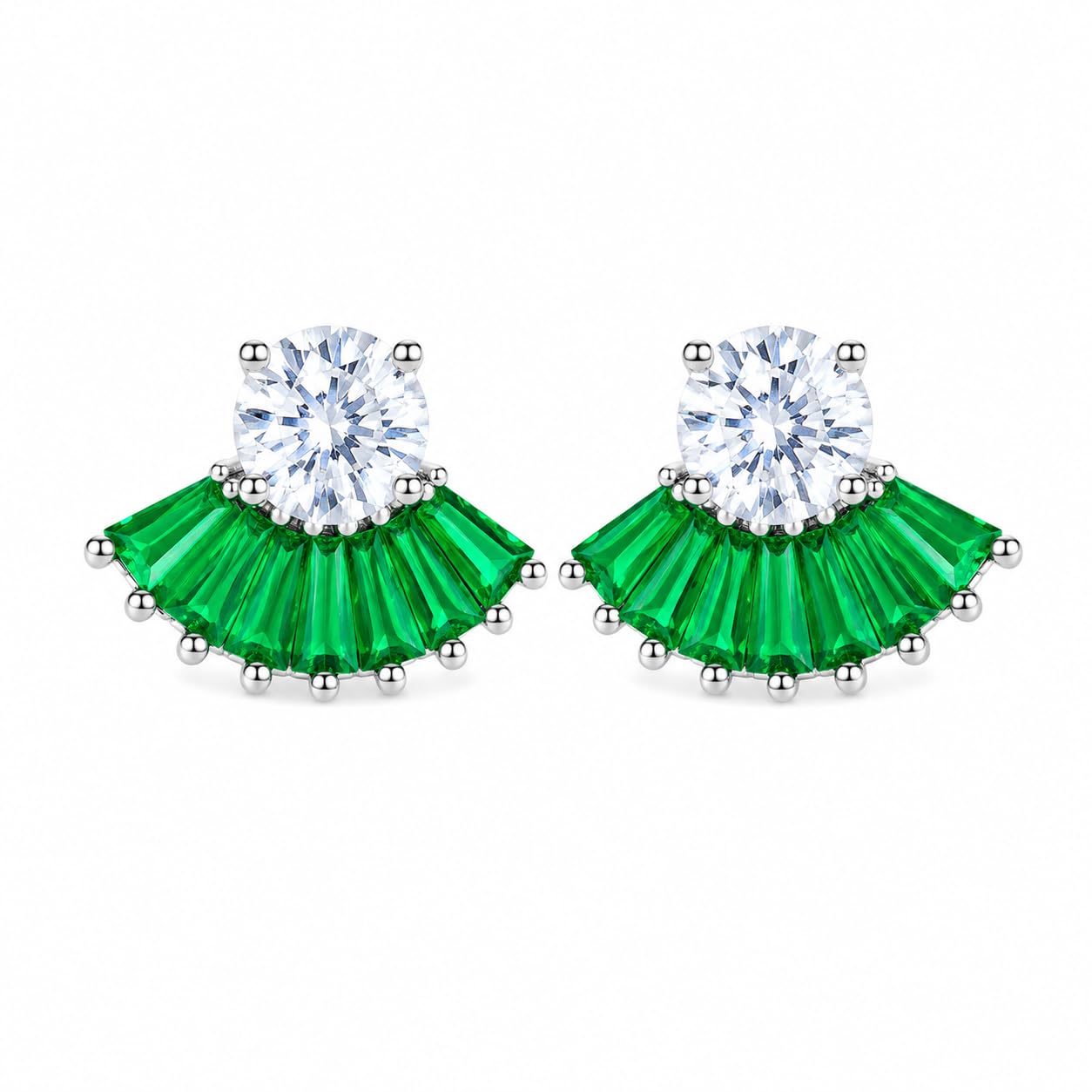 Warm Fortune 18K White Gold Plated CZ Cross Stud Earrings for Women