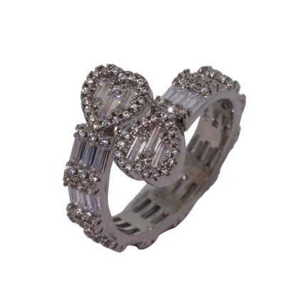 Warm Fortune Gold Plated Cubic Zirconia Band Ring, Hip Hop Street Style For Man or Women Fashion Jewelry