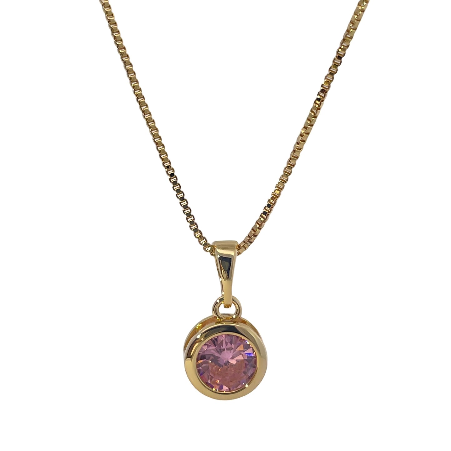 Warm Fortune Cubic Zirconia Pendant Necklace for Women,18K Gold Plated,16 inch + 2inch Chain