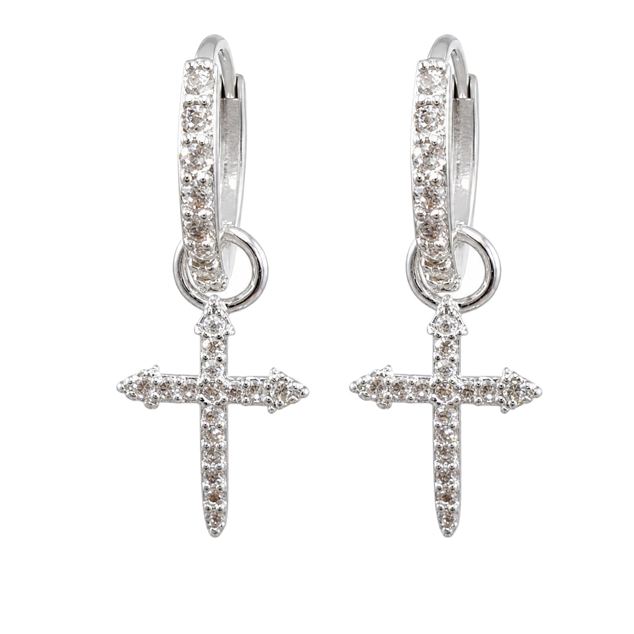 Warm Fortune 18K Gold Plated Cross Cubic Zirconia Drop Earrings for Women Hypoallergenic - Valentine's Day, Mother's Day, Birthday Gift for Her