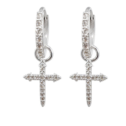 Warm Fortune 18K Gold Plated Cross Cubic Zirconia Drop Earrings for Women Hypoallergenic - Valentine's Day, Mother's Day, Birthday Gift for Her