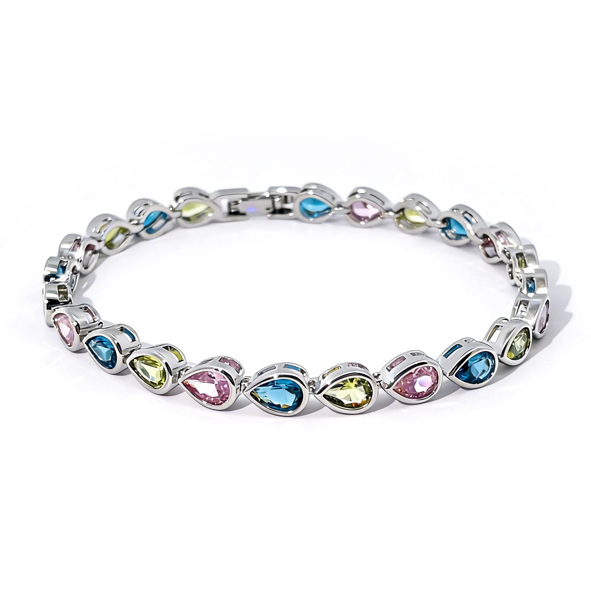 Warm Fortune multicolor pear tennis bracelet