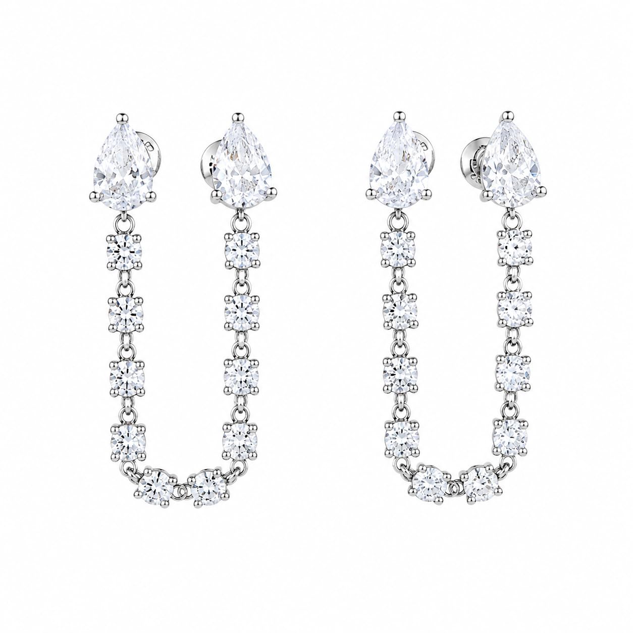 Warm Fortune 18K Gold Plated Teardrop & Round Cubic Zirconia Dangle Earrings for Women Hypoallergenic - Valentine's Day, Mother's Day, Birthday Gift for Her