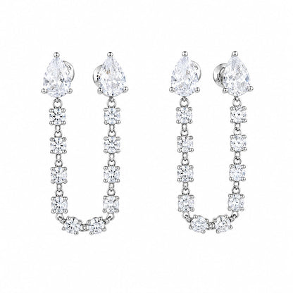 Warm Fortune 18K Gold Plated Teardrop & Round Cubic Zirconia Dangle Earrings for Women Hypoallergenic - Valentine's Day, Mother's Day, Birthday Gift for Her