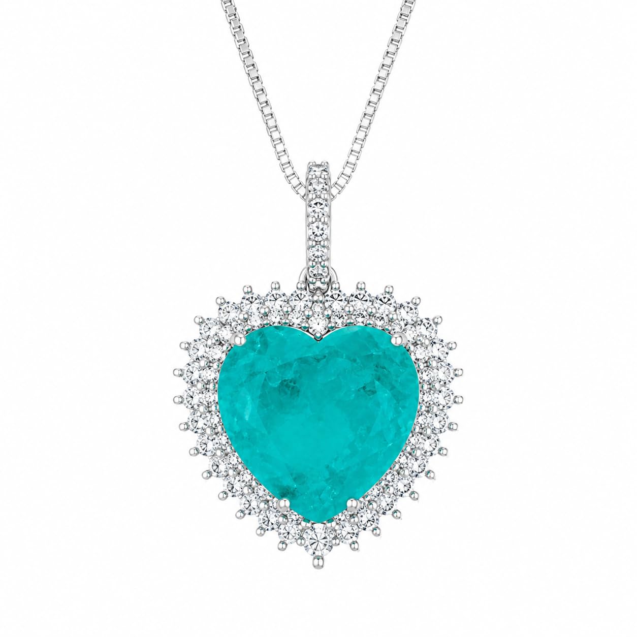 Warm Fortune Heart Halo Pendant Necklace for Women, 18K Gold Plated with Sparkling CZ
