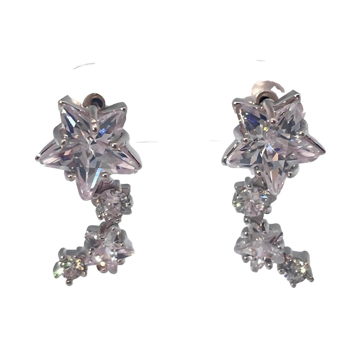 Warm Fortune 18K Gold Plated Star & Multi-Shape Cubic Zirconia Drop Earrings for Women Hypoallergenic - Valentine‘s Day, Mother‘s Day, Birthday Gift for Her