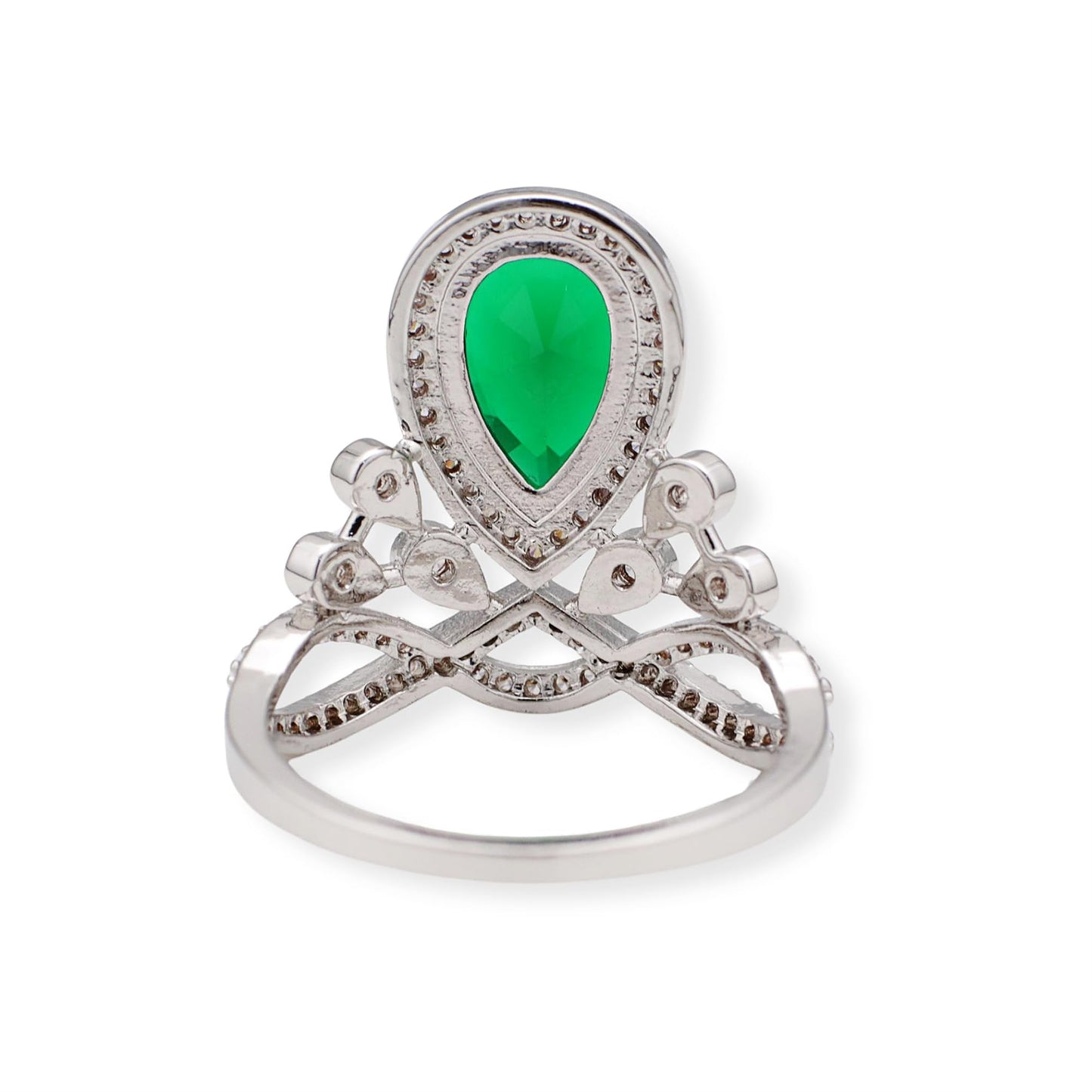 Warm Fortune Teardrop Emerald Engagement Ring for Women - 18K Gold Plated Cubic Zirconia, Wedding Proposal Gift, Romantic Promise, Size 9