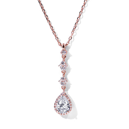 Warm Fortune Moissanite Pendant Necklace for Women, 0.5/1.0 ct DE VVS, 18K White Gold Plated Sterling Silver, 16 inch + 2inch Chain