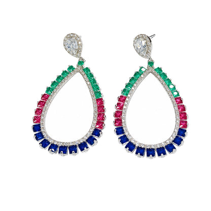 Warm Fortune 18K Gold Plated Green White Teardrop Cubic Zirconia Drop Earrings for Women Hypoallergenic - Valentine's Day, Mother's Day, Birthday Gift for Her