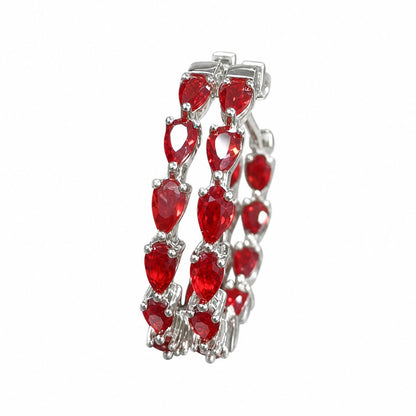 Warm Fortune 18K White Gold Plated Marquise CZ Inside-Out Hoop Earrings