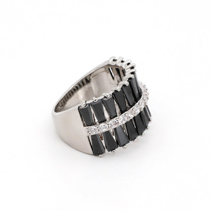 Warm Fortune Baguette Eternity Ring for Her - 18K Gold Plated Cubic Zirconia, Anniversary & Valentine's Day Gift, Timeless Promise & Wedding Jewelry, Size 8-8.5