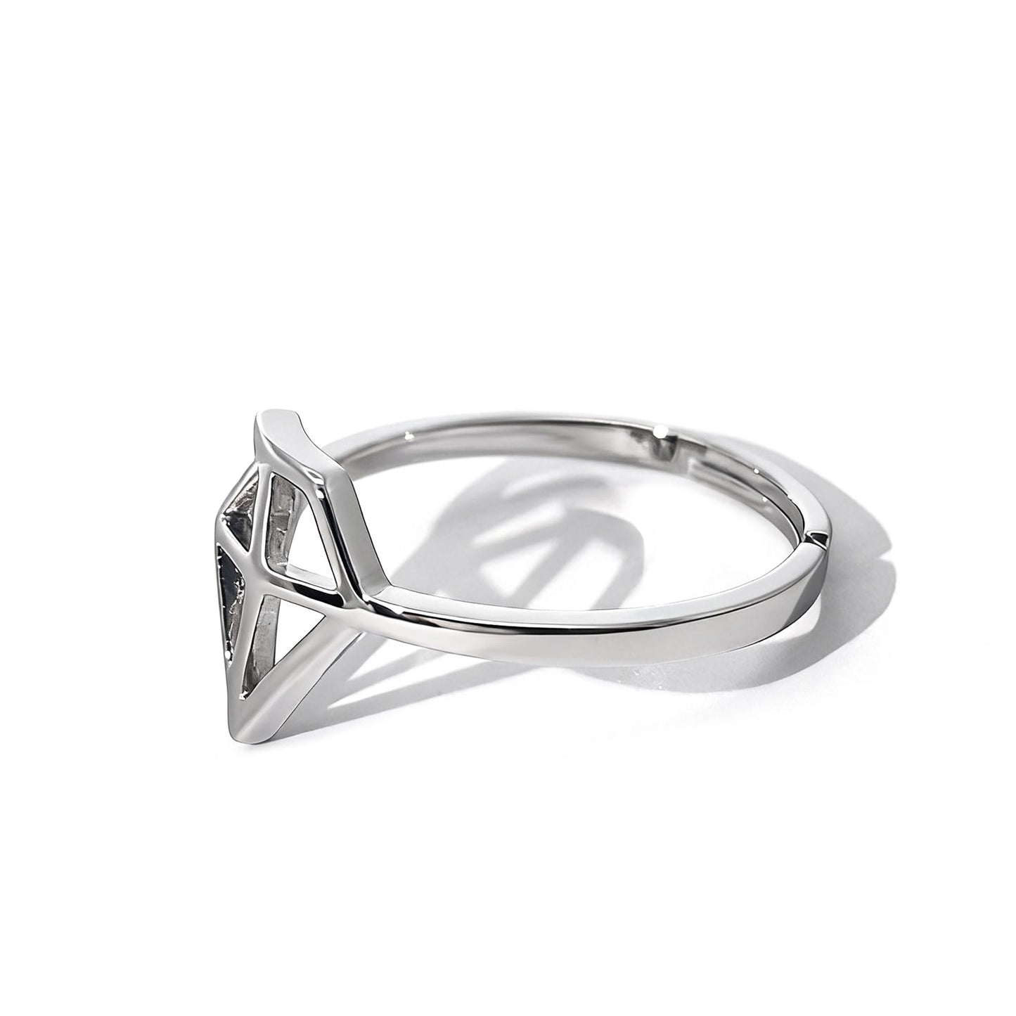 Warm Fortune Geometric Diamond-Shaped Statement Ring for Women, 18K Gold Plated Openwork Hollow Band, Dainty Fashion Cocktail Jewelry