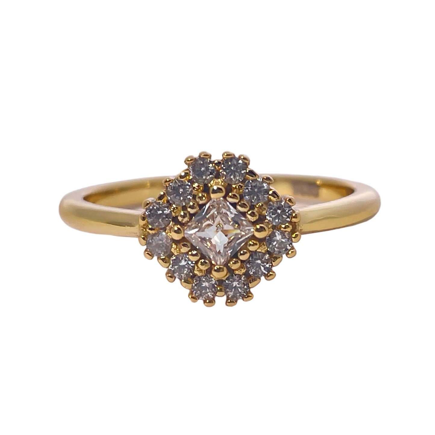 Warm Fortune Cubic Zirconia Band Style Ring for Women, 925 Sterling Silver with 18K Gold Plated Anniversary Ring, Gift for Her Promise Ring