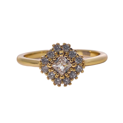 Warm Fortune Cubic Zirconia Band Style Ring for Women, 925 Sterling Silver with 18K Gold Plated Anniversary Ring, Gift for Her Promise Ring