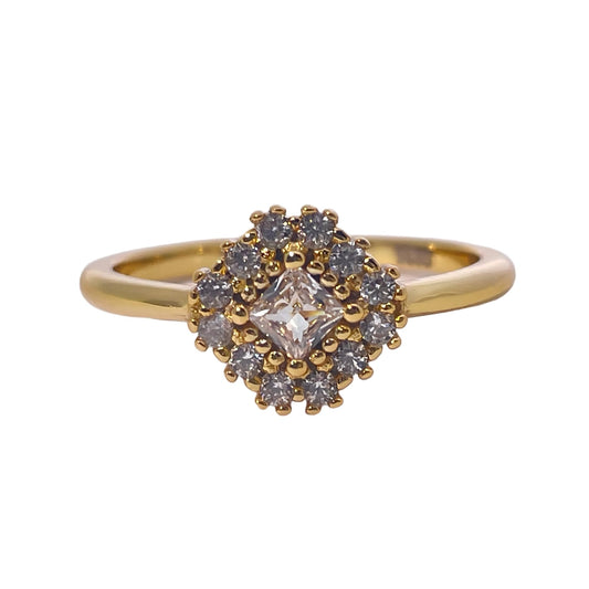 Warm Fortune Cubic Zirconia Band Style Ring for Women, 925 Sterling Silver with 18K Gold Plated Anniversary Ring, Gift for Her Promise Ring