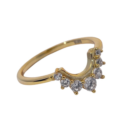 Warm Fortune Cubic Zirconia Band Style Ring for Women, 925 Sterling Silver with 18K Gold Plated Anniversary Ring, Gift for Her Promise Ring