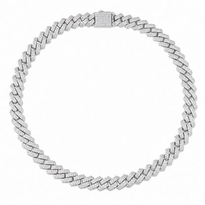 Warm Fortune Chevron Link Cuban Link Chain Necklace for Women, White and Yellow Gold Plated, Clear CZ, 22 and 24 Inch Chain, Angular Link Design