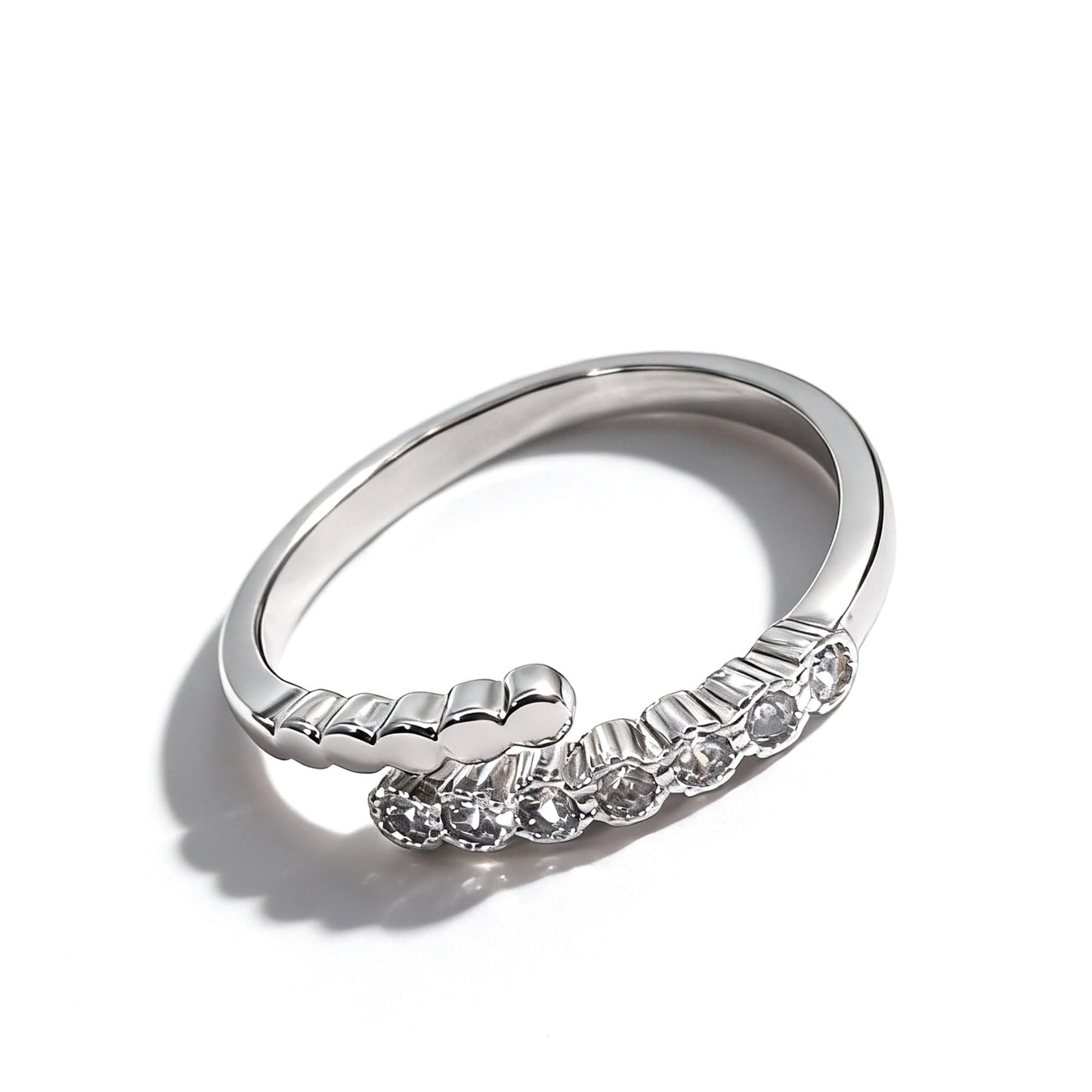 Warm Fortune Asymmetrical Beaded & Pave Promise Ring for Her - 18K Gold Plated Cubic Zirconia, Stackable Gift Valentine's Day, Fashion & Daily Elegant Wear, Adjustable
