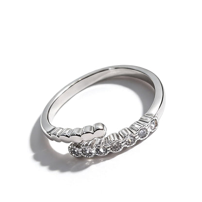 Warm Fortune Asymmetrical Beaded & Pave Promise Ring for Her - 18K Gold Plated Cubic Zirconia, Stackable Gift Valentine's Day, Fashion & Daily Elegant Wear, Adjustable