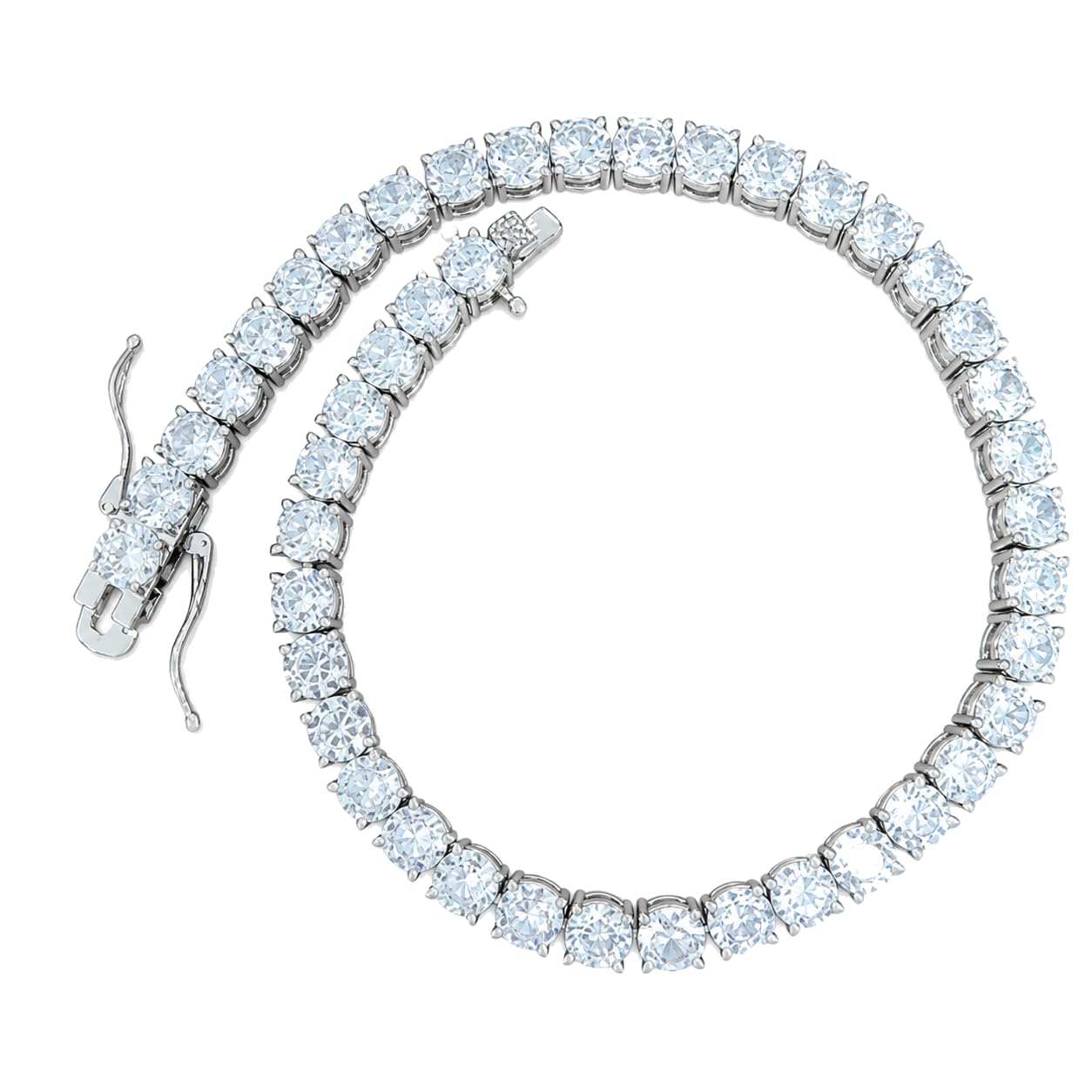 Warm Fortune Round Cubic Zirconia Tennis Bracelet for Women, White Gold Plated 9 Inch Classic Prong-Set Design with Box Clasp