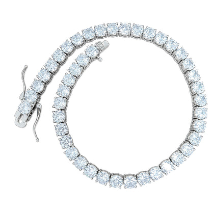 Warm Fortune Round Cubic Zirconia Tennis Bracelet for Women, White Gold Plated 9 Inch Classic Prong-Set Design with Box Clasp