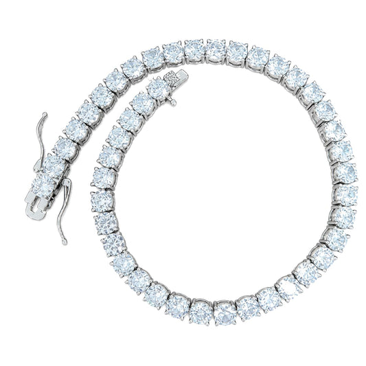 Warm Fortune Round Cubic Zirconia Tennis Bracelet for Women, White Gold Plated 9 Inch Classic Prong-Set Design with Box Clasp